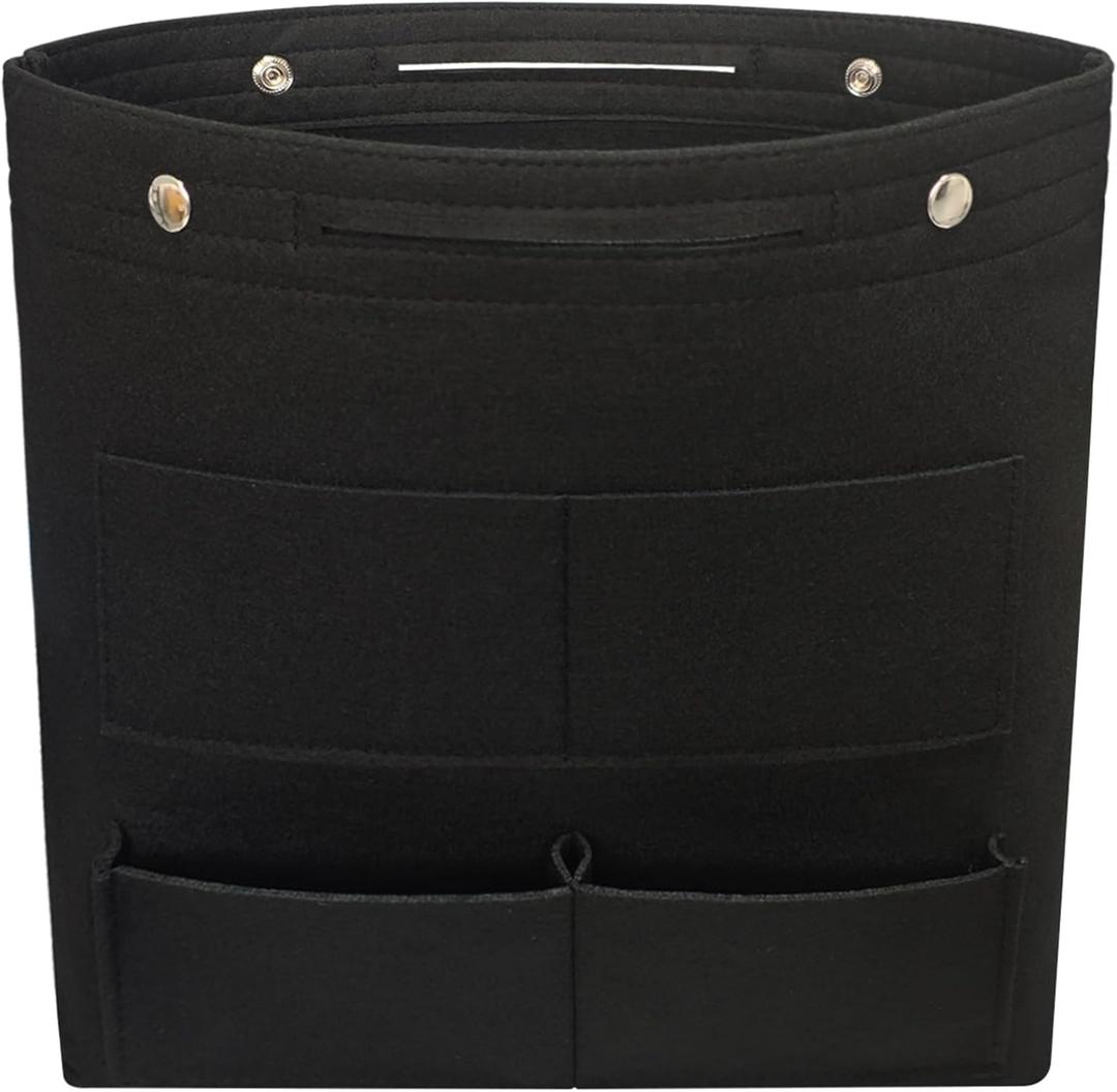 Vercord Extra Tall Felt Bag Organizer Vertical Height Design for Deep Tote and Backpack Bags Black