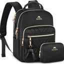 MATEIN Mini Backpack for Women, Waterproof Stylish Daypack Purse Shoulder Bag with USB Charging Port, Lightweight Small Casual Daily Travel Backpack, Lady Girls Gifts for Work School, 2pcs Sets, Black (Small-12.9 inch)