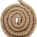 Manila Rope (1-1/2 Inch x 15 Feet), Natural Thick Hemp Rope, Twisted Strong Jute Rope, Twine Burlap Rope for Crafts, Nautical, Landscaping, Railings, Hanging Swing, Tug of War, Decorating