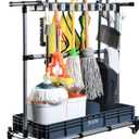 Mop and Broom Holder with Wheels - Keep Your Cleaning Tools Organized! (L)