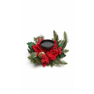 Christmas Glass Candle Holder Decorations  Red Berries for Table Centerpiece Holiday Decor