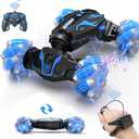 BEZGAR Gesture Sensing RC Stunt Car - Boys Toys Age 6-12, 2.4Ghz Remote Control Twist Car with Light & Music, 4WD Hand Controlled RC Cars, Birthday Gifts for Kids 6 7 8 9 10 11 12 Years Old (Blue)