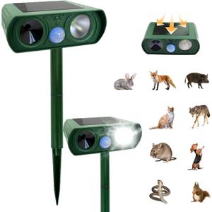 Outdoor Ultrasonic Animal Repellent  Solar Powered, Waterproof, Motion Sensor, Eco-Friendly, Deer, Dog, Cat, Raccoon, Squirrel, Skunk, Coyote, Fox, Rabbit, Geese, Ultrasonic Repeller 1PK