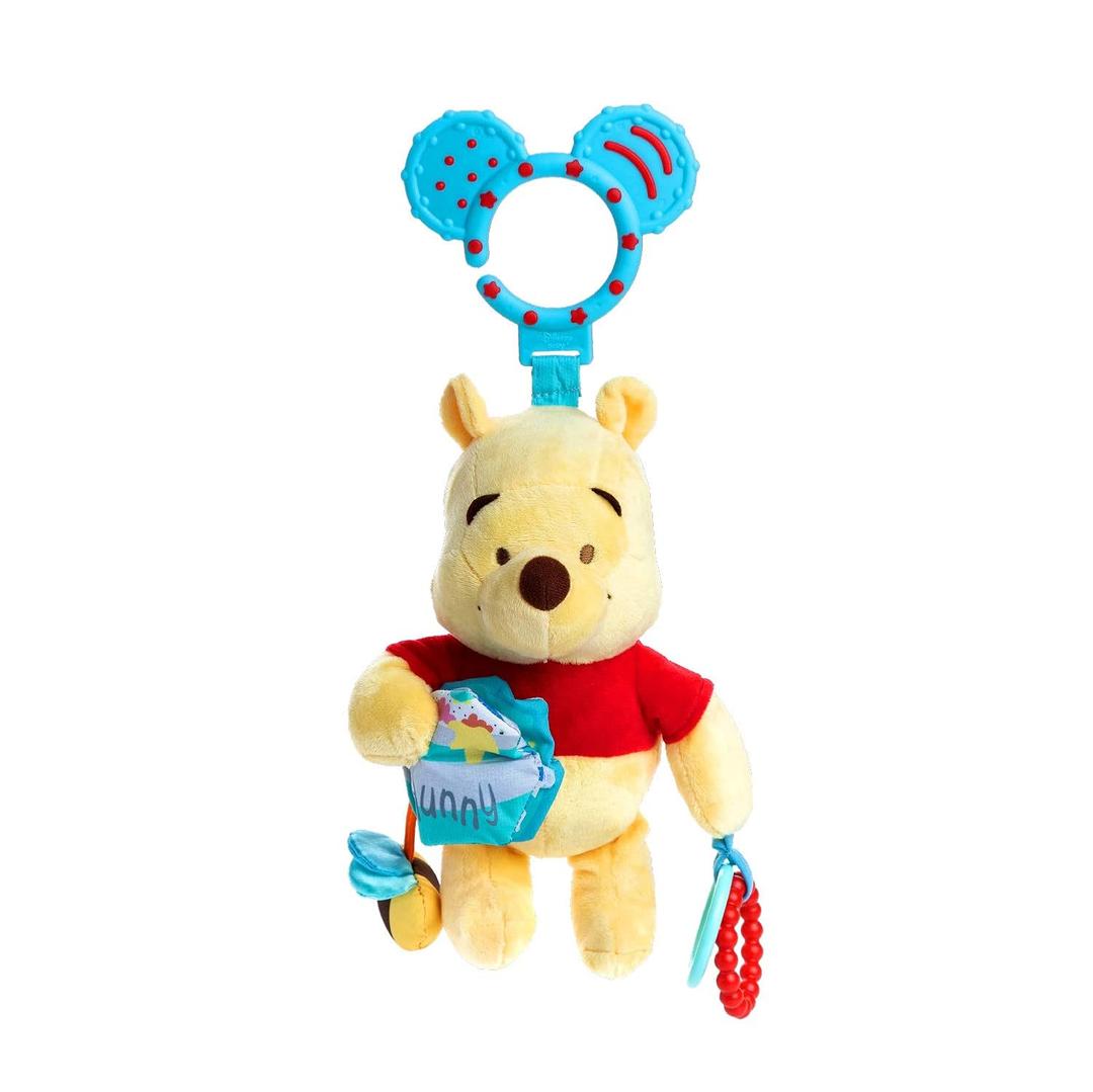 KIDS PREFERRED Disney Baby Winnie The Pooh Multi Sensory Activity Toy with Teethers, Crinkle Textures, and Clip for On The Go Fun for Infant and Baby Boys and Girls