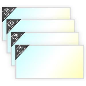 4 Pack 2X4 LED Flat Panel Light Drop Ceiling Office Fixture 5 CCT 3000K-6500K Adjustable & 5 Wattage 30W-40W-50W-60W-72W Selectable, 0-10V Dimmable,LED Troffer Flat Panel Light