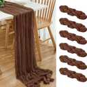 6 Pack Brown 10 Ft Cheesecloth Table Runner 20x120 Inch Boho Wrinkled Sheer Romantic Gauze Decor for Wedding, Bridal Shower, Birthday Party