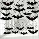 60pcs Halloween Hanging Swirl Decorations Flying Bats Streamers Vampire Bat Decor Halloween Party Favors for Indoor Outdoor Home Door Classroom Ornaments Creepy Carnival Cutouts Ceiling Decor