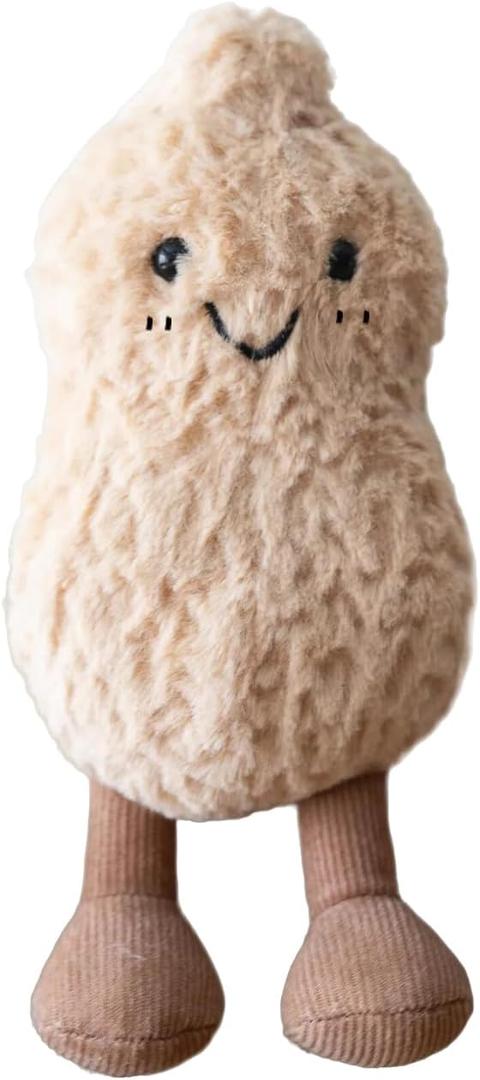 Cute Peanut Plush Toy, 6" Soft Peanut Stuffed Animal Funny Food Plushies with Legs, Adorable Smile Peanut Birthday Gift for Kids Girls Boys