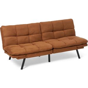 Amazon Basics Convertible Loveseat Sofa Bed with Memory Foam, Adjustable Positions, Linen Fabric, Modern Sleeper for Small Living Room, Office, Apartment, Brown