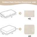 12 Pcs Patio Cushion Covers, Outdoor Rattan Sectional Sofa Cushion Covers, Replacement Washable & Reusable Furniture Protector for Patio Couch (12Pcs-Beige, 24 * 24 * 3.15-inch)