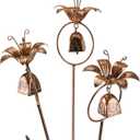 WSgift Metal Bronze Calla Lily Flowers with Bells for Outdoor Garden Decor