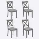 Dining Chairs Set of 4, Heavy Duty Kitchen Chair with Padded Seat & X Shaped Backrest, 4pcs Linen Upholstered Side-Chair for Dining-Room, Solid Wood Frame, Easy Assembly, Gray