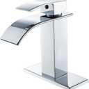 VOTON Chrome Bathroom Faucets Modern Single Handle Waterfall Sink Faucet for 1 or 3 Holes with Deck Plate, Rv Sink Camper Farmhouse Bathroom Utility Remodel Faucet