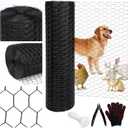 Black 19GA Chicken Wire 36inx150ft, Chicken Wire Fencing, Garden Fence, Metal Poultry Wire Netting, Galvanized PVC Coated Mesh for Animal/Rabbit/Floral/Chicken Coop/DIY Projects