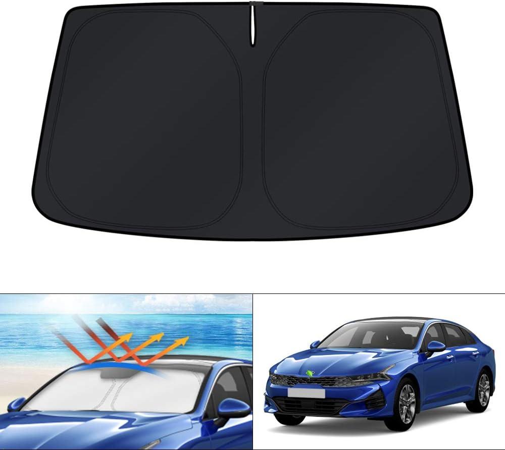 KUST Windshield Sun Shade for 2021-2026 KIA K5 / 2020-2026 Hyundai Sonata Accessories, Custom Fit Car Front Sunshade Window Sun Visor Protector Foldable Blocks UV Rays Keep Your Car Cooler