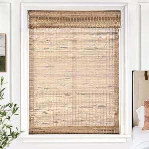 UNISHADES Cordless Bamboo Roman Shades, 23.5×64 in, Tatami