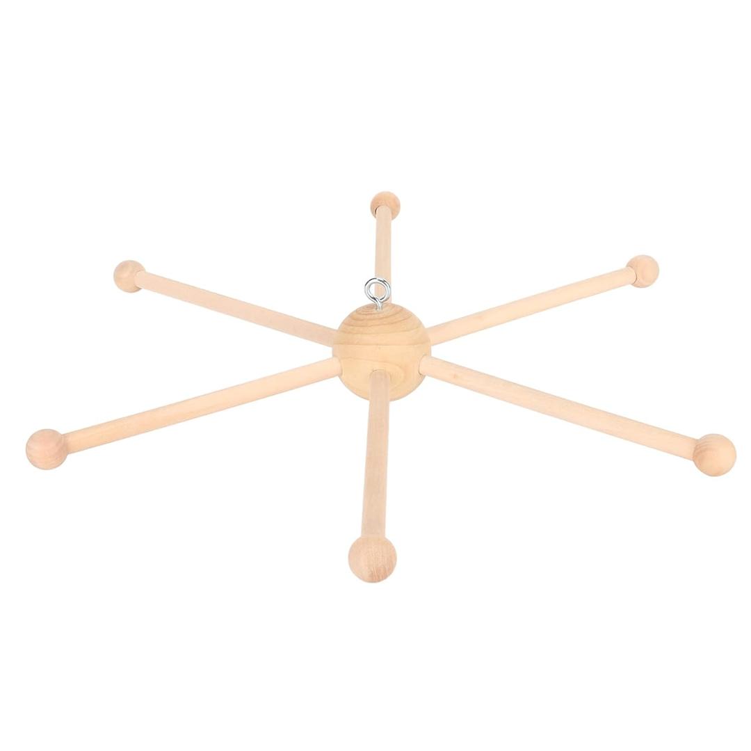 Wooden Mobile Frame Kit, Spherical Six-Leg Crib Hanger for Baby Bell, Wind Chime, DIY Decoration, Wood