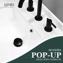 KENES Pop Up Bathroom Sink Drain with Overflow, Matte Black Pop Up Drain Stopper Anti Clog Pop Up Drain Stopper Lavatory Bathroom Vanity Sink Drain