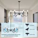 Black Chandelier,6-Light Rustic Industrial Iron Chandeliers for Dining Room Lighting Fixtures Hanging,Candle Hanging Hallway, Living Room, Foyer, Bedroom, Office, Bar,Island Lights