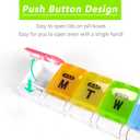 Extra Large Weekly Pill Organizer 2 Times a Day - Remtise Am/Pm Daily Pill Case Medicine Organizer, Push Button 7 Day Pill Box for Pills/Vitamin/Cod Liver Oil/Supplements (Rainbow)