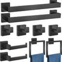 Gypie Bathroom Accessories Set 10-Piece Stainless Steel Modern Wall Mount Towel Racks for Bathroom 16In, Matte Black