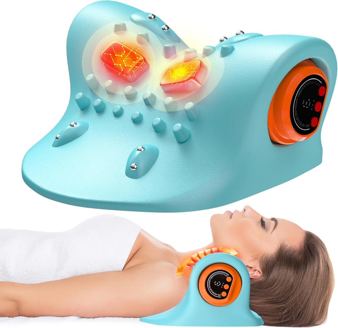 snawowo Neck Massager with Heat,3 in 1 Portable Massager with Cervical Traction &Comfortable StretchingAdjustable Intensity for Neck & Shoulder Relaxation at Home, Office