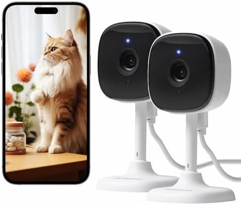 AMOROM Indoor Security Camera 2 Pack - 24/7 Recording, AI Motion Detection, Night Vision, Baby/Pet/Elder Monitor, Alexa/Google Assistant, SD/Cloud Storage, 2.4GHz WiFi