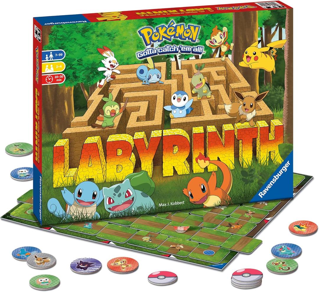 Ravensburger Labyrinth Pokemon Board Game - A Strategic Maze Adventure for Family Nights & Pokemon Parties - Includes Pikachu, Bulbasaur, and More - Great Birthday Gift for Kids Ages 7 and Up