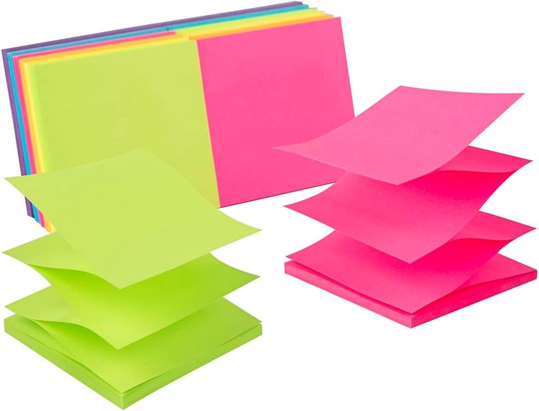 7 x (12 Pack) Pop-up Sticky Notes 3x3 in,Bright Colors Super Sticking Power Memo Pads, 6 Colors, Strong Adhesive
