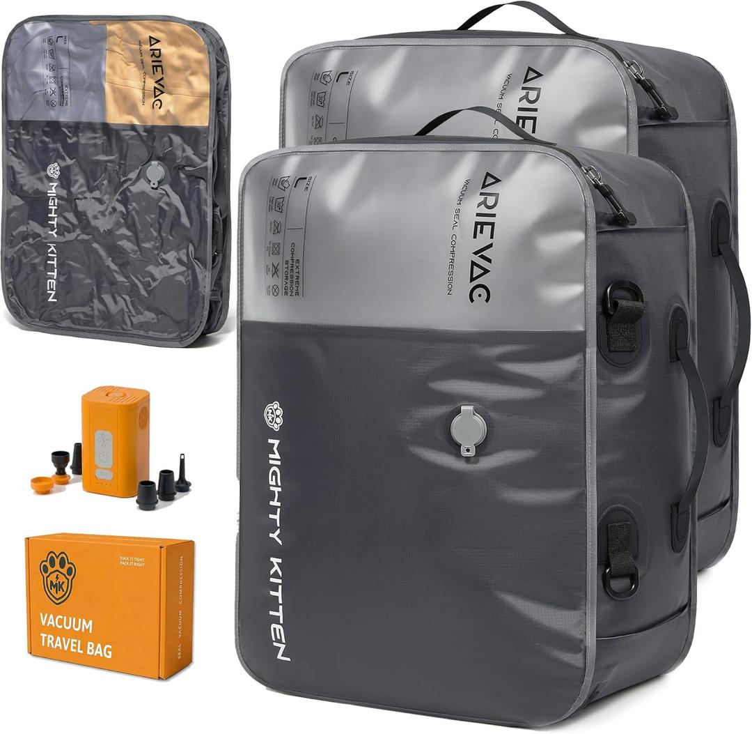 Vacuum Storage Bag Kit with Pump, 41L Compression Bag for Home Organization & Long Trips, Vacuum Seal Storage for Luggage & Seasonal Storage (2-Pack)