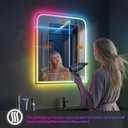 Antok LED Bathroom Mirror 48" L x 32" W, LED Mirror with Lights for Bathroom, Lighted Vanity Mirrors for Wall, Anti-Fog, Dimmable, Tempered Glass, Memory Function, 11 Colors, Safe Use, RGB Multicolor