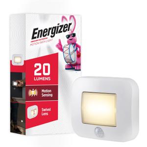 Energizer Motion-Activated LED Path Light, Wireless, 20 Lumens, Battery Powered, White, Ideal for Hallway, Entryway, Stairs, Pathway, Night Light, 38183