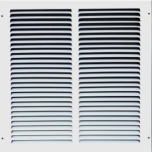 Fits 14x14 Duct Opening Stamped Steel Return Air Grille Vent Cover Grille for Sidewall and Ceiling in White Surface Dimensions: 15.75"W X 15.75"H (14" W x 14" H Duct Opening)