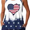 Summer Mae Blouson Tankini Swimsuits for Women 2026 Tummy Control Two Piece Bathing Suits with Sporty Pockets Swim Shorts Flag of Hearts, Size 12