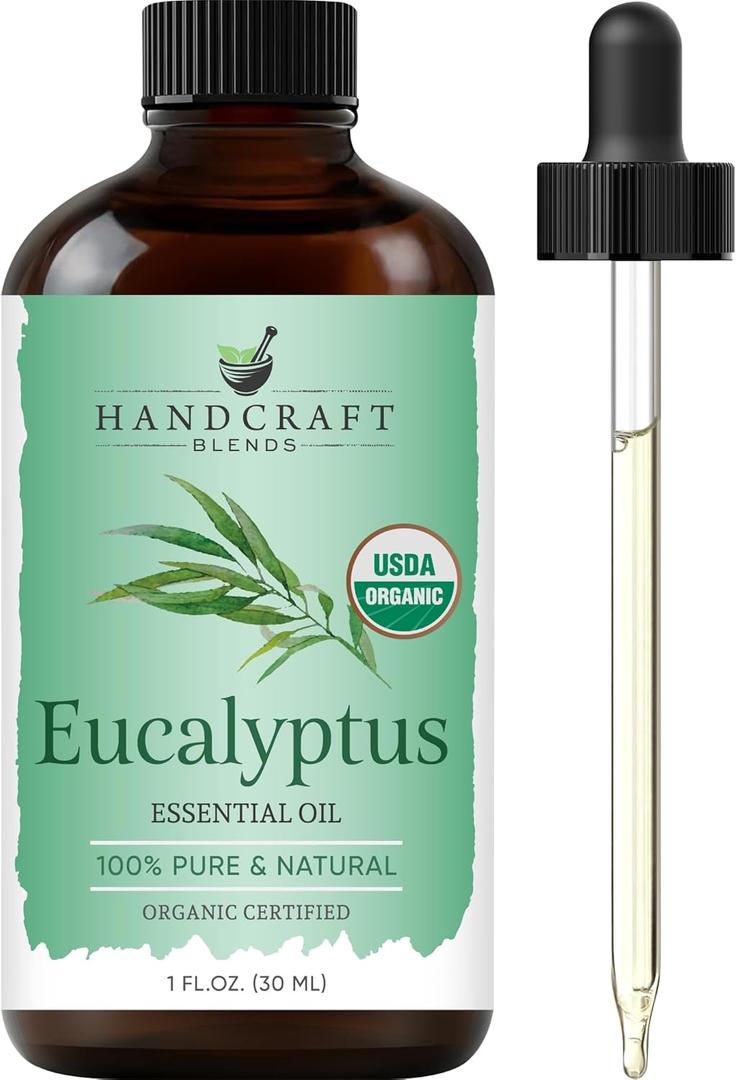 Handcraft Blends Organic Eucalyptus Essential Oil 1 Fl Oz 100% Pure and Natural Premium Grade Essential Oil for Diffuser and Aromatherapy