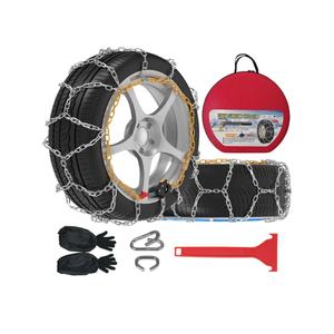 Auto-Fixing Snow Chains, 30s Quick Fit Easy Installation Tire-Chains, Portable Reusable High Carbon Steel Anti Slip Tire Chain for Passenger Car, Pickup Trucks and SUV - Set of 2