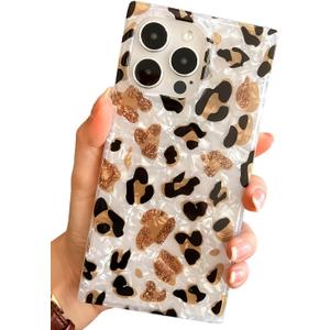 BANAILOA Compatible with iPhone 14 Pro Case Rectangle,Cute Case Cheetah Print Soft Silicone Protective Girly Case Cover for 14 Pro - 6.1 inch (Leopard)