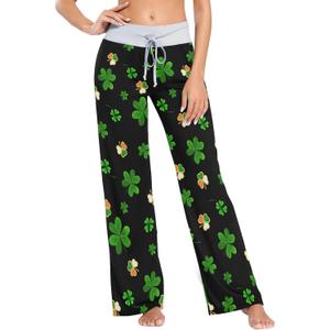 Women's Pajama Sleep Pant Palazzo Pjs Lounge Bottom Wide Leg Pant with Drawstring (XS)