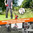 Electric Weed Wacker Cordless with Wheels, 2pcs Batteries&4 Types Blades,Lightweight, Low Noise Weed Trimmer 21V stringless Weed Wacker, Grass Trimmer/Brush Cutter/Edger, for Thick Weeds&Yard Garden, 33~47 inches