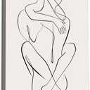 Minimalist Line Wall Art One Line Art Couple Hugging Line Art Minimalist Abstract Print Black White Abstract Line Art Abstract Line Couple Wall Art Modern Female Body Art for Bedroom 16x24inch Framed (16L" x 24W")