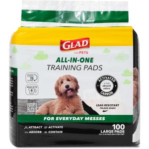 Glad for Pets Black Charcoal Puppy Pads, 23"x23" Disposable Pee Pad That Absorbs & Neutralizes Urine Instantly, Activated Carbon Training Pads For Dogs - 100 Count