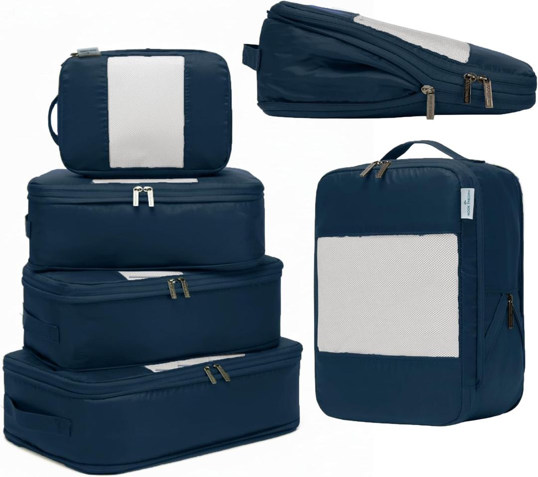6-Pack Large Compression Packing Cubes for Travel - Lightweight Compression Packing Cube Set, Water-Resistant Luggage Organizer Bags & Suitcase Organizers, Travel Cubes for Carry-On, Checked Luggage
