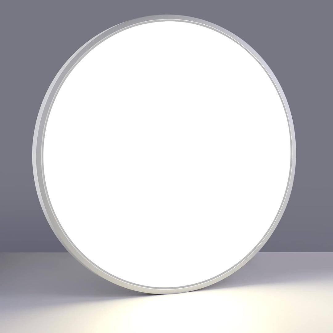 LightingWill 24 Inch LED Flush Mount Ceiling Light Fixture, 5000K Daylight White, 5600LM, 45W, Flat Modern Round Lighting Fixture, 400W Equivalent White Ceiling Lamp for Kitchens, Bedrooms.etc.