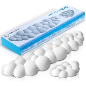 Cloud Wrist Rest  Memory Foam Arm & Wrist Support for Keyboard  Cute White Leather Design Cloud Wrist Rest  Memory Foam Arm & Wrist Support for Keyboard  Cute White Leather Design