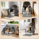 Stainless Steel Litter Box with Lid, Side Entry Large Enclosed Cat Litterbox for Kitty & Multi-Cat, Flip Cover Easy to Clean, High Sided Metal Cat Litter Pan with Scoop, Mat, Anti-Leakage, Non-Sticky
