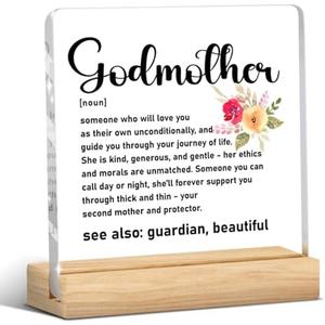 Godmother Gifts From Goddaughter Godson, Godmother Definition Clear Acrylic Desk Decor, Gifts for Birthday Christmas Mothers Day Anniversary, Decorations for Living Rooms Offices Homes