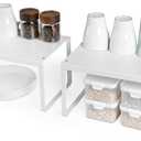 Nxconsu 2Pack Cabinet Shelf Expandable Stackable Organizer Riser for Kitchen Cabinet Pantry Cupboard Under Sink Countertop Organization Accessories Storage Space Saver Multi-Function Metal White