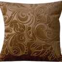 TangDepot Heavy Velvet Embossing Throw Pillow Cover, Classis Floral Anaglyph Velvet Fabric, Decorative Pillow Cover, Indoor/Outdoor Pillows Shell, Cushion Cover - (18" x 18", C11 Almond)