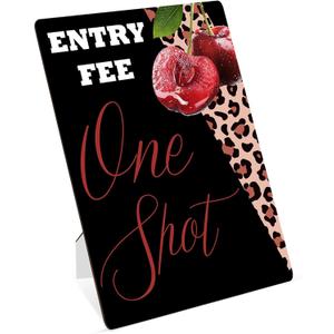 Cheetah Print Party Decorations Supplies, Leopard Print Cheetah & Cherry Logo Stand Birthday Decoration, Wild Party Decorations Exquisite Wooden Play Sign with Stand for Birthday