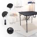 Byliable 34" Square Folding Card Table, Fold-in-Half Utility Dining Portable Table Heavy Duty HDPE Plastic Foldable with Carrying Handle Indoor Outdoor for Picnic, Camping, Party, Black